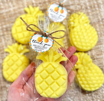 Scented Pineapple SOAP Favors - Kids First Birthday Party, Pineapple Baby Shower Decorations, Yellow Orange Decor Fruit Summer Theme