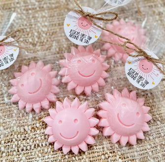 Pink Sun Baby Shower Soaps -- You Are My Sunshine Favors First Trip Around the Sun Birthday Decorations Ray of Party Gift for Guests in Bulk