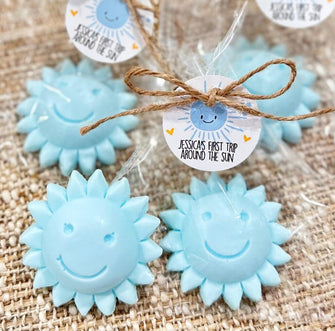 Blue Sun Baby Shower Soaps -- Sunshine Favors, You Are My Sonshine, Here Comes the Son, 1st First Trip Around Sun Birthday Party Decorations