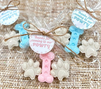 Dog Party Soap Favors - Paw Print and Bone Shaped - Puppy Themed Party Decorations, Birthday Pawty Personalized Bday Gift for Guests in Bulk