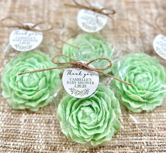 Green Flower Soap Favors -- Baby in Bloom Baby Shower Girl Boy Gift For Guest in Bulk Bridal Shower Party Thank You Personalized Decor