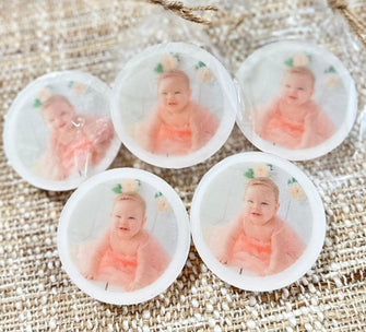 Custom Soap Favors with Photo - Baby Shower First Birthday Kids Party Decorations, Gift for Guests in Bulk, Second Third Bday, Baptism Decor