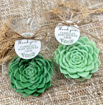 Succulent Soap Favors - Bridal Shower Baby Party Decorations, Gift for Guests in Bulk, Garden Plant Rustic Eucalyptus Cactus Wedding Party