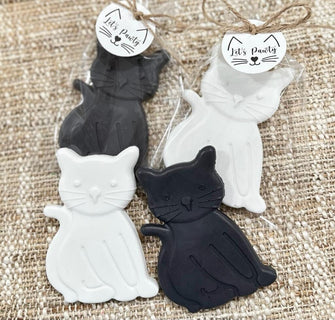 Cat Shaped SOAP Party Favors -- Cat Themed Items Birthday Decorations, Black and White Kitten, Kids Gift for Guests, Let's Pawty Lover Decor