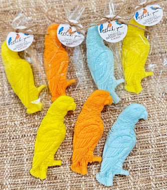 Parrot Party Soap Favors - Tropical Bird Birthday Kids Decorations, Hawaiian Baby Shower Bridal Gift For Guests in Bulk, Personalized Decor