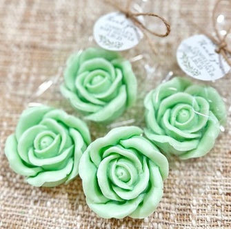 Green Rose Soap Favors -- Baby in Bloom Baby Shower Girl Boy Gift For Guest in Bulk Bridal Shower Party Thank You Personalized Floral Decor