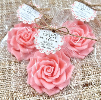 Rose Soap Favors - Baby Shower Girl in Bloom Bridal Wedding Decor Wild Flower Dusty Rose Blush Gold Theme Party Gift for Guests in Bulk