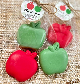 Apple Soap Favors - Teacher's Day Gift, Fruit Birthday Party Decorations, Kids Girl Boy Birthday Gift for Guests in Bulk, Red Green Apples