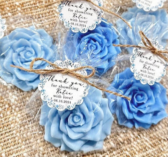 Dusty Blue Rose Soap Favors - Baby in Bloom Shower Gift for Guests in Bulk Something Blue Bridal Wedding Birthday Quinceanera Sweet 16 Decor