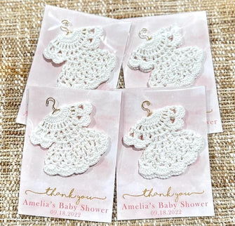 Elegant Crochet Magnet Favors - Baby Shower Girl Gift for Guests in Bulk, Thank You Unique Party Decorations, Baptism First Birthday Decor