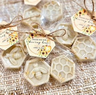 Honey Oatmeal Soaps - Scented Bee Baby Shower Favors, Queen Bee Bridal Shower Oat Decorations, Kids Mommy Birthday Gift for Guests in Bulk