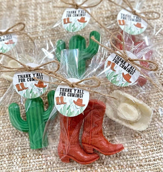 Western Soap Favors - Cowboy Baby Shower Party, First Rodeo Country Wild West Birthday Decorations, Cactus Hat Boots Mexican Fiesta Decor