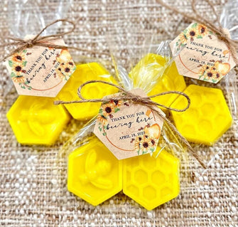 Honey Bee Soaps - Bee Baby Shower Favors, Queen Bee Bridal Shower Oat Decorations, Honeycomb Kids Mommy Birthday Gift for Guests in Bulk