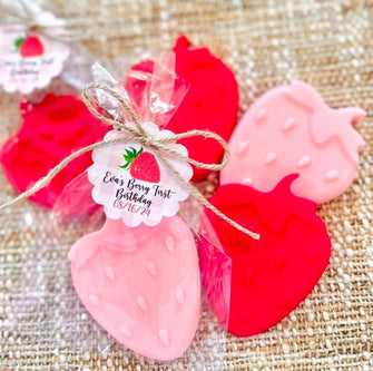 Strawberry Soap Favors - Berry First Birthday, Baby Shower Decorations, Red Pink Sweet 1st Theme Party Decor Gift for Guests in Bulk Soaps