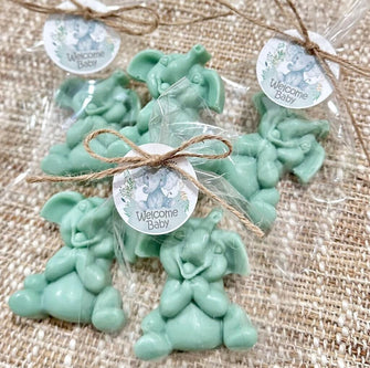 Sage Green Elephant Soaps - Baby Shower Favors, Girl Boy Neutral Gender Reveal, Safari Jungle Animal Little Peanut Sprinkle Birthday Decor