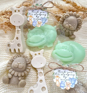 Boho Safari Animal Soaps - Jungle Baby Shower Favors, Boy Girl Decorations, Wild One Animals Birthday Gift Lion Giraffe Forest Theme Party