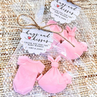 Girl Party Soap Favors - Baby Shower Gift for Guests in Bulk, Pink Sprinkle Decorations Hugs and Thank You for the Baby Wishes Decor Ideas