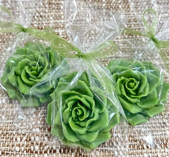 Green Rose Soap Favors - Garden Wedding Gift for Guests in Bulk, Baby Shower Decor, Flower Girl Boy Gender Neutral Bridal Party Decorations