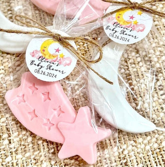 Moon & Star Soap Favors - Twinkle Little Over the Moon Baby Shower Girl Boy Gender Reveal Party Decoration Thank You Gift for Guests in Bulk