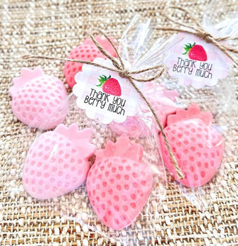 Strawberry SOAP Party Favors - Berry First Birthday Decorations, Baby Shower Decor, Kids Fruit Sweet Theme Gift for Guests in Bulk Ideas