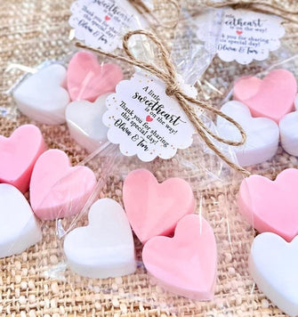 Mini Hearts SOAP Favors - Little Sweetheart Girl Baby Shower Gift for Guests in Bulk Bridal Shower Decoration Baby on the Way Sprinkle Ideas