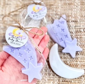 Moon & Star Soaps - Over the Moon Baby Shower Favors, Twinkle Little Purple Gift for Guests in Bulk, Girl Boy Gender Reveal Decorations