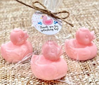 Pink Rubber Duck SOAP Favors - Baby Shower Party Decorations First Birthday Decor, Duck Shaped Theme Supplies, Gift for Guests in Bulk