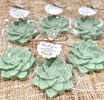 Sage Green Succulent Soaps - Baby Shower Favors, Bridal Wedding Gift for Guests in Bulk, Let Love Grow Lucky In Bloom Sprinkle Decorations