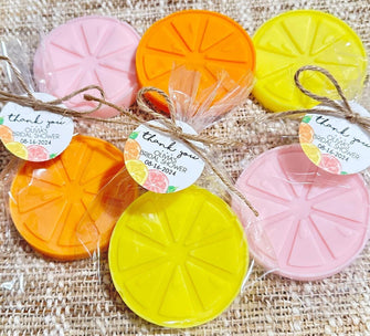 Citrus Soap Favors - Main Squeeze Lemon Bridal Shower A Little Cutie is On the Way Baby Party Orange Pink Grapefruit Gift for Guests in Bulk