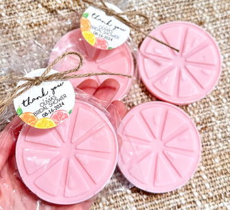 Pink Citrus Soap Favors - Main Squeeze Lemon Bridal Shower A Little Cutie is On the Way Baby Party Orange Grapefruit Gift for Guests in Bulk