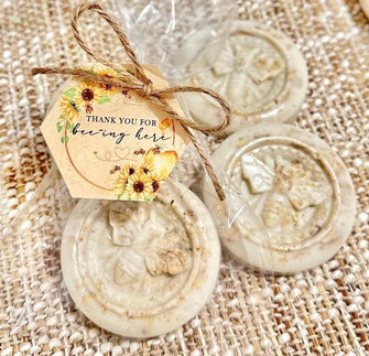 Honey Oatmeal Bee Soaps - Scented Baby Shower Favors, Queen Bee Bridal Shower Oat Decorations, Kids Mommy Birthday Gift for Guests in Bulk