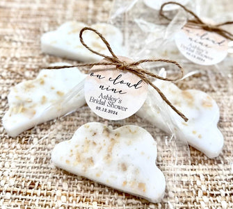 Oatmeal Cloud Soap Favors - Baby Shower Party On 9 Nine Bridal Gift for Guests Bulk Bachelorette Decoration Over the Moon Cloud Shaped Theme