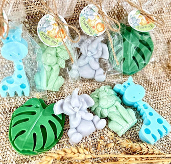 Big Safari Soap Favors - Animal Baby Shower Boy Jungle Decorations, Wild One First Birthday Gift for Guest Bulk, Giraffe Lion Elephant Party