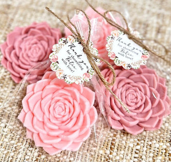 Elegant Flower Soaps - Bridal Shower Favors, Wedding Bachelorette, Baby Girl in Bloom Gift for Guests in Bulk, Birthday Party Decorations