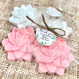 Succulent Soap Favors -- Bridal Shower Gift for Guests in Bulk, Baby in Bloom Sprinkle Decor Pink White Let Love Grow is Lucky Wedding Party