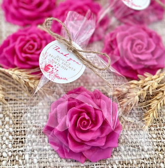 Fuchsia Rose Soap Favors - Bridal Shower Gift for Guests in Bulk Bachelorette Wedding Party, Baby Girl Sprinkle Decor Idea Sweet 16 Birthday