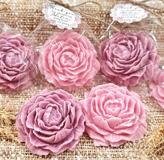 Big Flower Soap Favors - Bridal Shower Gift, Baby in Bloom Sprinkle Decoration for Guests in Bulk Dusty Rose Pink Floral Party Girl Ideas