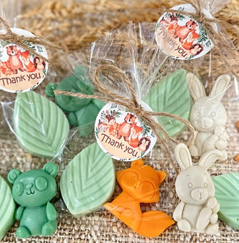 Woodland Animal Soaps - Baby Shower Favors, Boy Girl Fox Bear Rabbit Forest Nature Rustic Safari Party Theme Decoration Gift For Guests Bulk