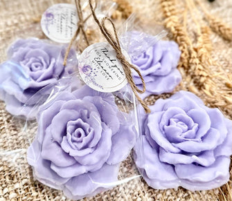 Rose Soap Favors - Baby Shower Girl Purple Party, Bridal Wedding Decor, Sweet 16 Quinceañera Birthday Lavender Lilac Gift for Guests in Bulk