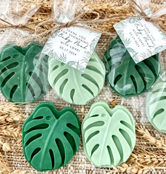 Safari Leaf Soap Favors - Jungle Baby Shower Decorations Greenery Leaves Girl Boy Gift for Guests in Bulk Wild One Theme Kids Birthday Party