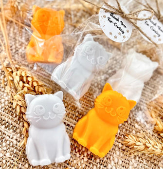 Cat Shaped Soaps - Birthday Party Favors, Baby Shower White Gray Orange Kitten Themed Decorations, Wedding Bridal Gift for Guests in Bulk