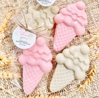 Big Ice Cream Shaped Soaps - She's Been Scooped Up Bridal Shower Party Favors, Pool Summer Birthday Decor Baby Sprinkle Girl Guest Gift Bulk