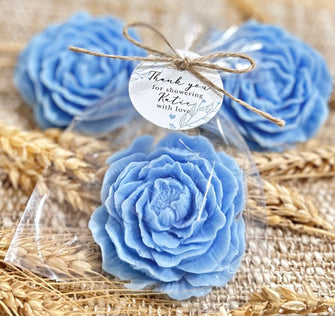 Dusty Blue Peony Soaps --- Bridal Shower Wedding Favors, Baby Sprinkle Tea Party Decor, Something Blue Before I Do Guest Thank You Gift Bulk