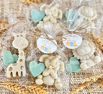 Neutral Safari Soap Favors - Jungle Baby Shower, Wild One 1st Birthday Party Decor, Boho Animal Theme Giraffe Lion Elephant Boy Girl Gifts