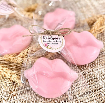 Lip Shaped Soap Favors - Kiss the Miss Goodbye, Bridal Shower Gift for Guests in Bulk Wedding Bachelorette Bridesmaid Theme Idea Decorations