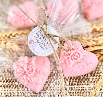 Heart Shaped Soaps - I Love You Gift for Her, Girlfriend Wife Mom Sister Birthday Party Thank You Gift Valentines Day Pink, Bridesmaid Ideas