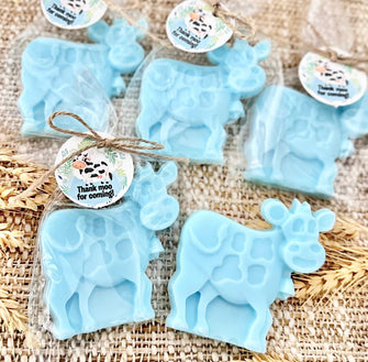 Blue Cow Soap Favors - Holy Cow I'm One, Having A Baby Shower Decoration, Cowboy Bridal Party Gifts, Farm Animal Theme, Western Boy Birthday