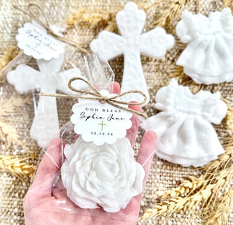 Baptism Soap Favors Girl - Christening First Holy Communion Party Cross Souvenir Baby Shower Birthday Gift for Guests in Bulk