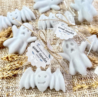 Ghost and Bat Soaps - Fall Halloween Birthday Party Favors, Thank You Bridal Spooky Gift for Guest in Bulk, A Little Boo Is Almost Due Decor