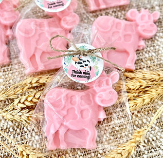 Pink Cow Soap Favors - Holy Cow I'm One, Having A Baby Shower Decoration, Cowboy Bridal Party Gifts, Farm Animal Theme Western Girl Birthday